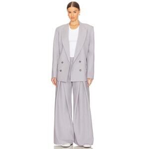 new GRLFRND light heather gray ultra wide leg Nolan Pleated trouser pant pants